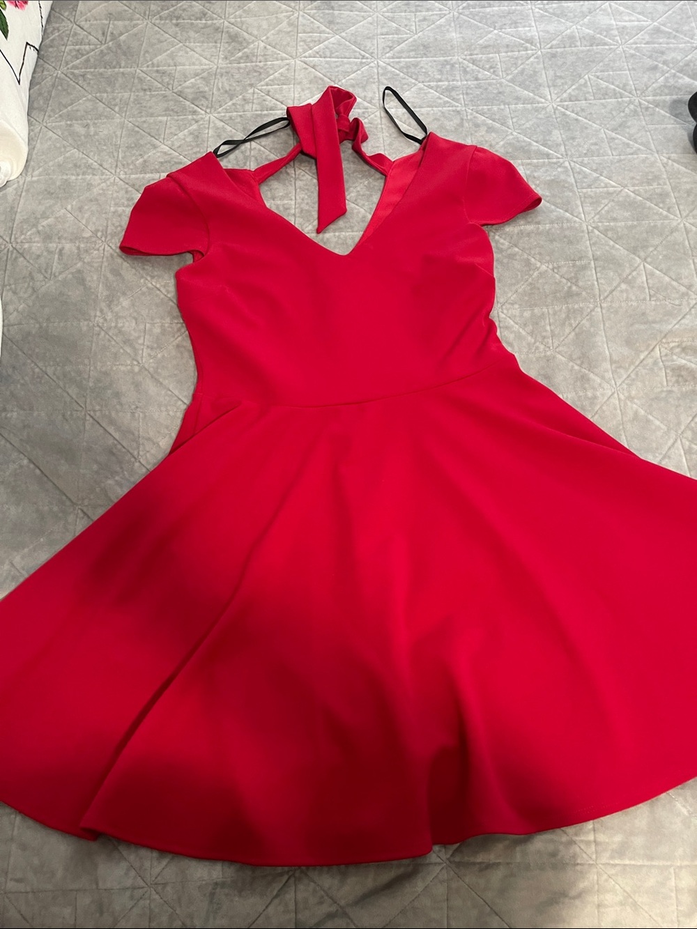 B Darlin Red Fit & Flare V-Neck Mini Dress